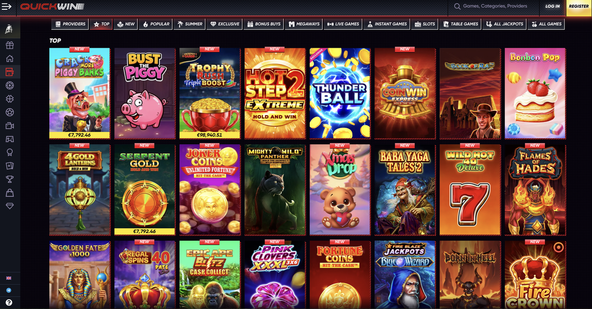 QuickWin Spiele und Slots Lobby